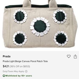 Authentic Prada Canapa Floral Tote